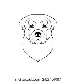 Rottweiler dog  icon in line art style on white background.