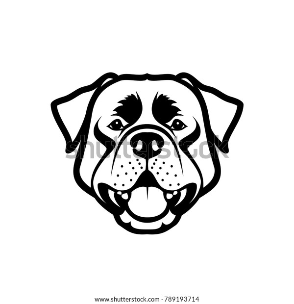 Rottweiler Dog Isolated Outlined Vector Illustration Stock Vector ...