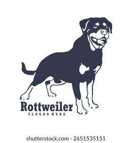 Rottweiler Dog logo design vector. Silhouette Rottweiler Dog Template Illustration. Icon Symbol