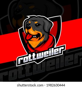 rottweiler dog mascot esport logo design character for gaming and dog guard logo