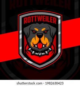 rottweiler mascota de perro personaje de diseño deportivo para juegos y el logo de la guardia de perros