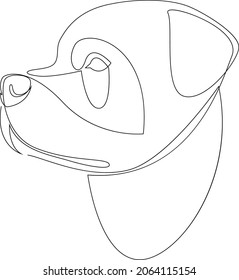 Retrato de perro de Rottweiler. Línea continua. Dibujo de la línea de perro. Ilustración del vector