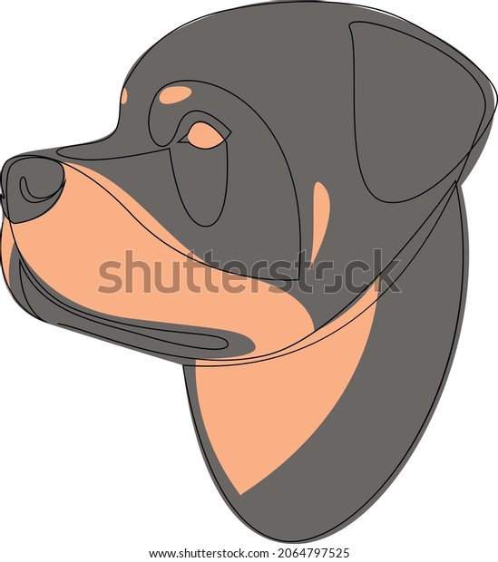 Rottweiler Dog Portrait Continuous Line Dog Stock Vector (Royalty Free ...