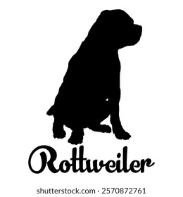 Rottweiler dog silhouette, dog breeds, logo, vector, silhouette,  animal, illustration, icon, sign, design, black, symbol, pet, love
