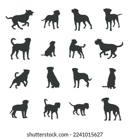 Rottweiler Hund Silhouetten, Rottweiler Hund Silhouette Set.