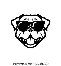 Rottweiler dog wearing sunglasses - isolated outlined vector illustration - Vector