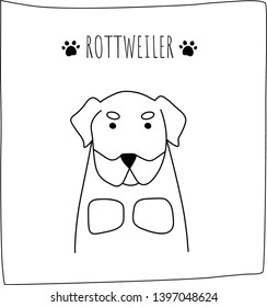 Rottweiler doodle hand drawn cartoon illustration flat vector design.