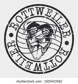 Rottweiler Face Dog Stamp. Icon Animal Design. Vintage Vector Style.