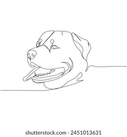 Rottweiler, Wachhund, Service, Rasse, Begleithund One Line Art. Kontinuierliche Linienzeichnung von Freund, Hund, Hund, Hund, Freundschaft, Pflege, Haustier, Tier, Familie, Hund.