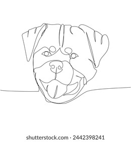 Rottweiler, guardia, perro de servicio, raza de perro, compañero de una línea de arte. dibujo de línea continua de amigo, perro, amistad, cuidado, mascota, animal, familia, canino.