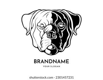 Rottweiler head face logo vector icon, concept black and white color, animal logo emblem, design elements, simple illustration