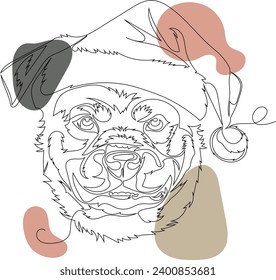 Rottweiler head, vector portrait with one continuous line