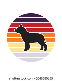 Rottweiler Retro Sunset Design template. Vector design template for logo, badges, t-shirt, POD and book cover. Isolated white background.