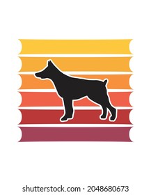 Rottweiler Retro Sunset Design template. Vector design template for logo, badges, t-shirt, POD and book cover. Isolated white background.