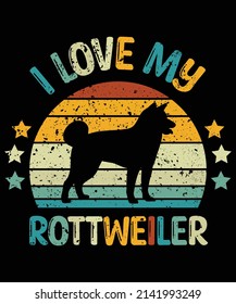 Rottweiler silhouette vintage and retro t-shirt design