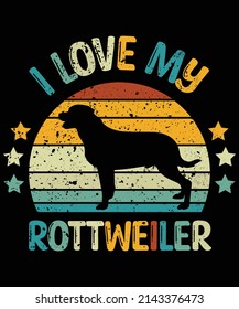 Rottweiler silhouette vintage and retro t-shirt design svg