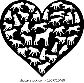 A Rottweiler or similar dog heart silhouette concept for someone who loves their pet