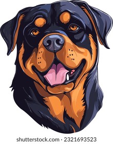 Rottweiler Vigilance Powerful Dog Vector Illustration