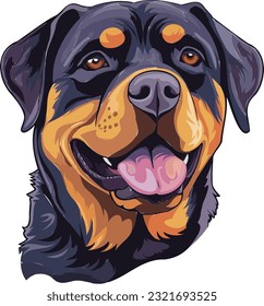 Rottweiler Vigilance Powerful Dog Vector Illustration