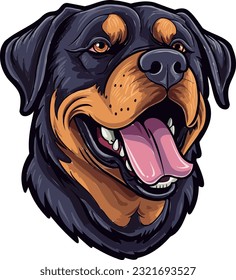 Rottweiler Vigilance Powerful Dog Vector Illustration