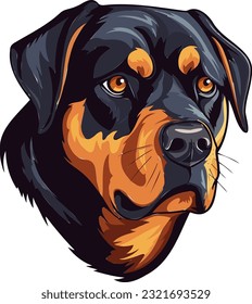 Rottweiler Vigilance Powerful Dog Vector Illustration