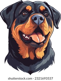 Rottweiler Vigilance Powerful Dog Vector Illustration