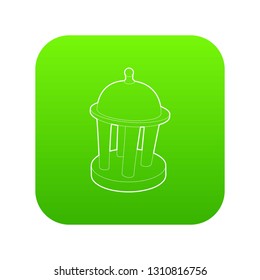 Rotunda icon green vector isolated on white background