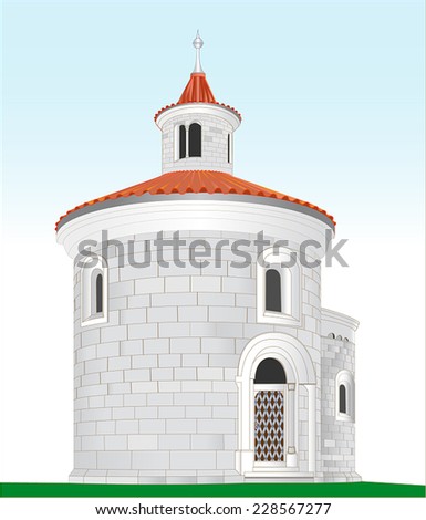 Rotunda - a medieval religious building on the circular floor plan with option-like shape, everything usually of freestone with simple decorative elements