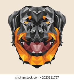 rotweiller dog low poly face