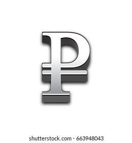 Rouble 3d sign illustration isolated. Vector currency symbol.