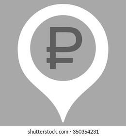 Rouble Bank Marker vector icon. Style is bicolor flat symbol, dark gray and white colors, rounded angles, silver background.