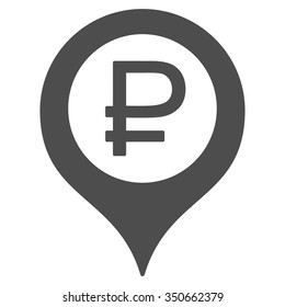 Rouble Bank Marker vector icon. Style is flat symbol, gray color, rounded angles, white background.