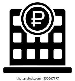 Rouble Bank Office vector icon. Style is flat symbol, black color, rounded angles, white background.