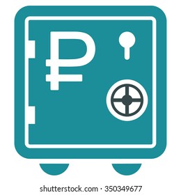Rouble Bank Safe vector icon. Style is bicolor flat symbol, soft blue colors, rounded angles, white background.