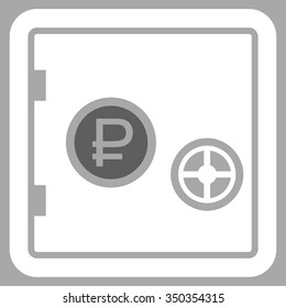 Rouble Bank Safe vector icon. Style is bicolor flat symbol, dark gray and white colors, rounded angles, silver background.