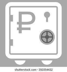 Rouble Bank Safe vector icon. Style is bicolor flat symbol, dark gray and white colors, rounded angles, silver background.