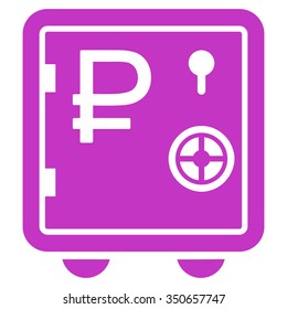 Rouble Bank Safe vector icon. Style is flat symbol, violet color, rounded angles, white background.