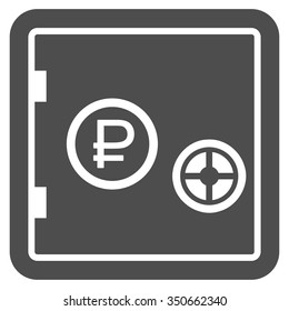 Rouble Bank Safe vector icon. Style is flat symbol, gray color, rounded angles, white background.