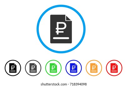 Rouble Bill rounded icon. Style is a flat rouble bill grey symbol inside light blue circle with black, gray, green, blue, red, orange versions. Vector designed for web and software interfaces.