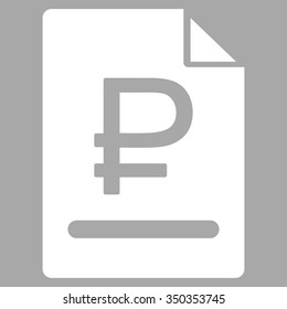 Rouble Bill vector icon. Style is flat symbol, white color, rounded angles, silver background.