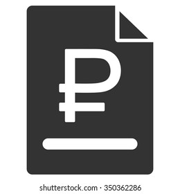 Rouble Bill vector icon. Style is flat symbol, gray color, rounded angles, white background.