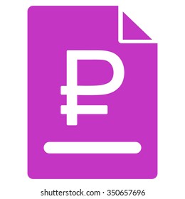 Rouble Bill vector icon. Style is flat symbol, violet color, rounded angles, white background.