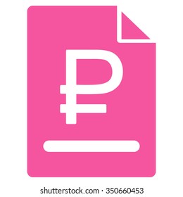 Rouble Bill vector icon. Style is flat symbol, pink color, rounded angles, white background.