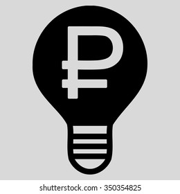 Rouble Bulb vector icon. Style is flat symbol, black color, rounded angles, light gray background.
