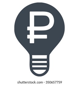 Rouble Bulb vector icon. Style is flat symbol, smooth blue color, rounded angles, white background.