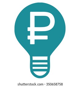 Rouble Bulb vector icon. Style is flat symbol, soft blue color, rounded angles, white background.