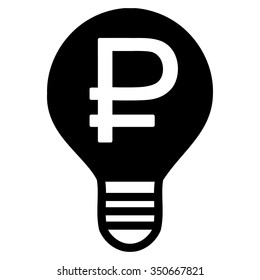 Rouble Bulb vector icon. Style is flat symbol, black color, rounded angles, white background.