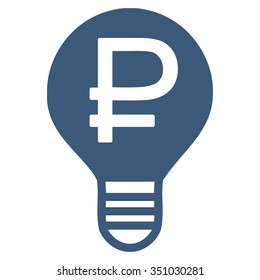 Rouble Bulb vector icon. Style is flat symbol, blue color, rounded angles, white background.