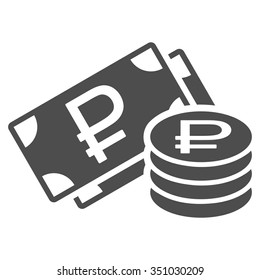 Rouble Cash vector icon. Style is flat symbol, gray color, rounded angles, white background.