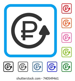 Rouble Chargeback icon. Flat grey iconic symbol in a light blue rounded square. Black, gray, green, blue, red, orange color variants of Rouble Chargeback vector.